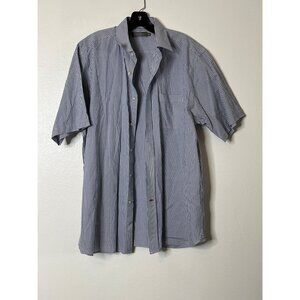 Daniel Cremieux Signature Collection Mens Blue Striped Short Sleeve‎ Shirt L